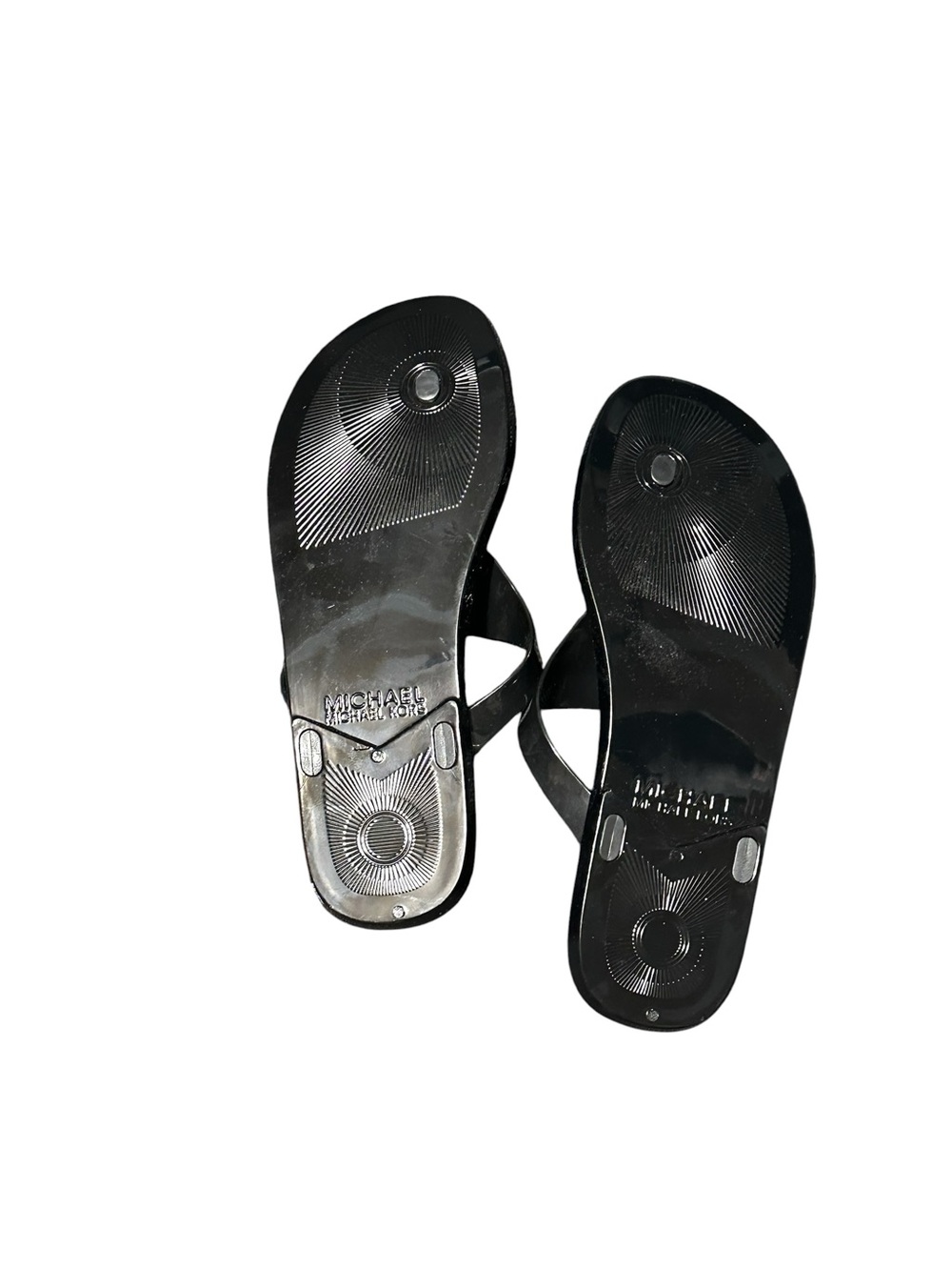 Michael Kors Black Jelly Logo Thong Sandals with Gold Emblem size 6 - Picture 4 of 4